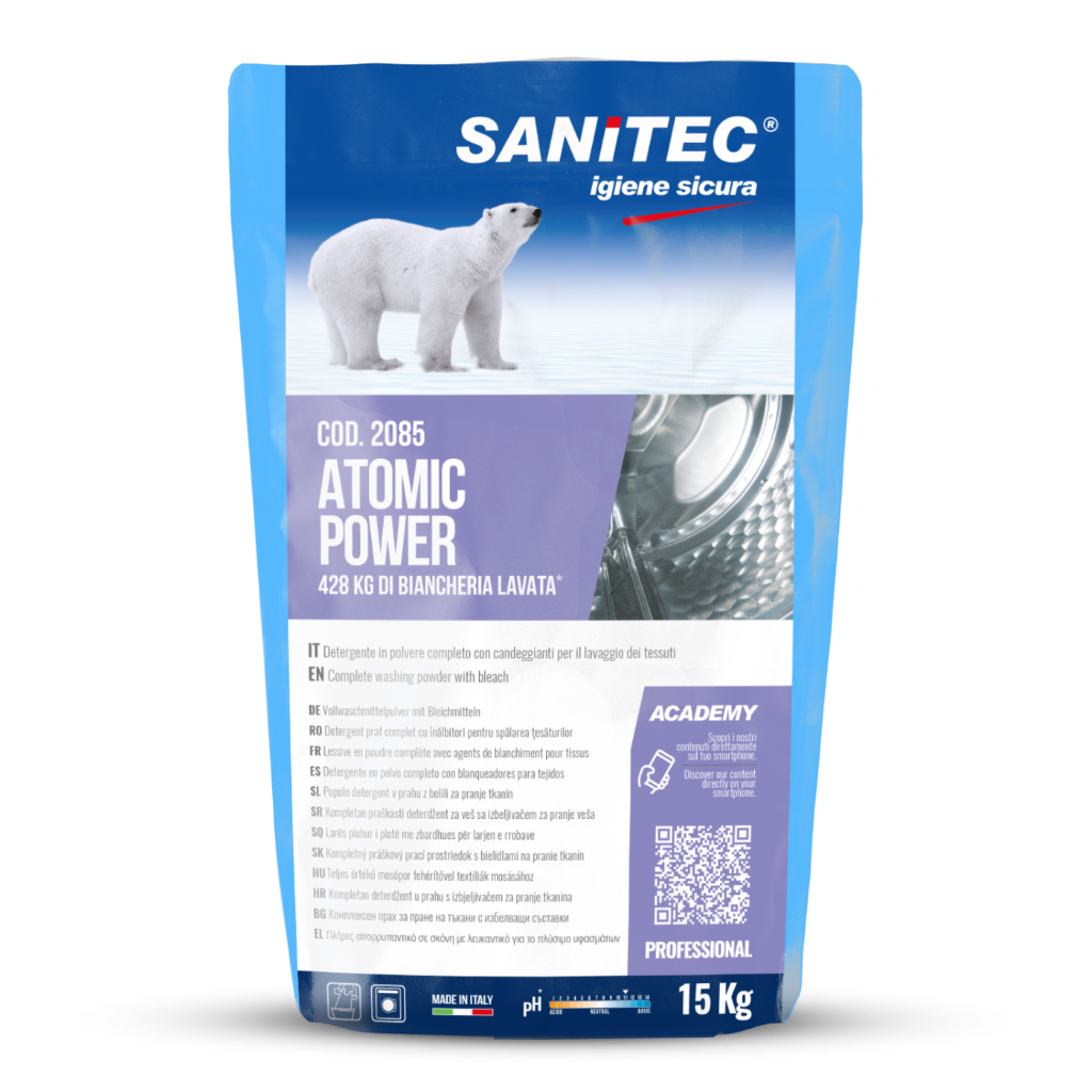 Sanitec Atomic Power 15 kg - Detergente tessuti Sanitec Atomic Power 15 kg - Detergente tessuti