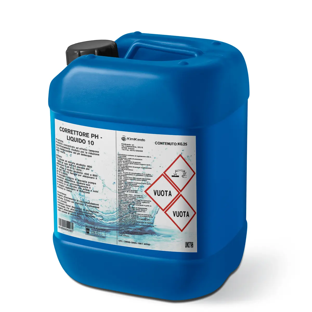 Correttore pH- Liquido 10 (Meno) 25 kg Concentrazione <15% Correttore pH- Liquido 10 (Meno) 25 kg Concentrazione <15%