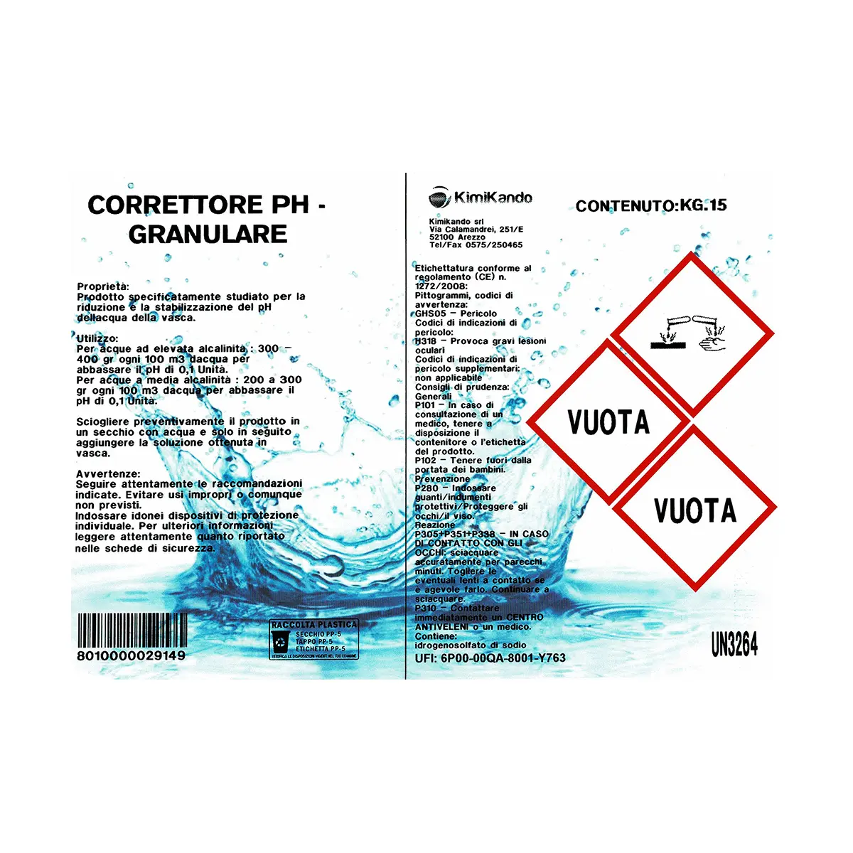 Correttore pH- (Meno) Granulare 10 kg Correttore pH- (Meno) Granulare 10 kg