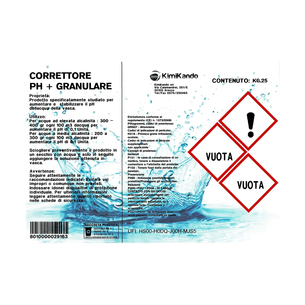 Correttore pH+ (Plus) Granulare 25 kg Correttore pH+ (Plus) Granulare 25 kg