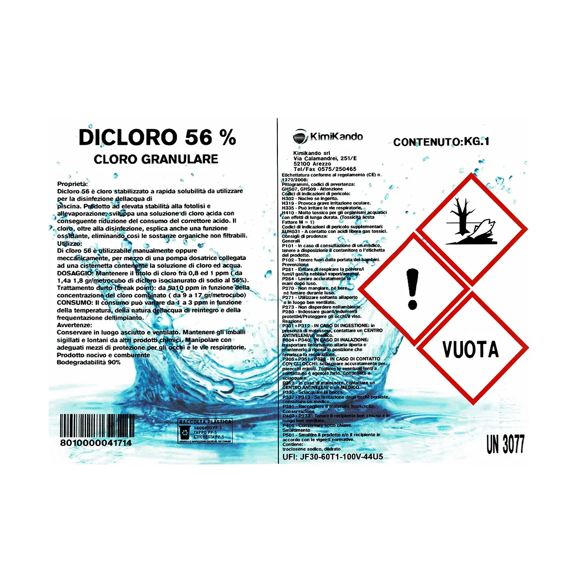 Dicloro 56% 1 kg Cloro Granulare