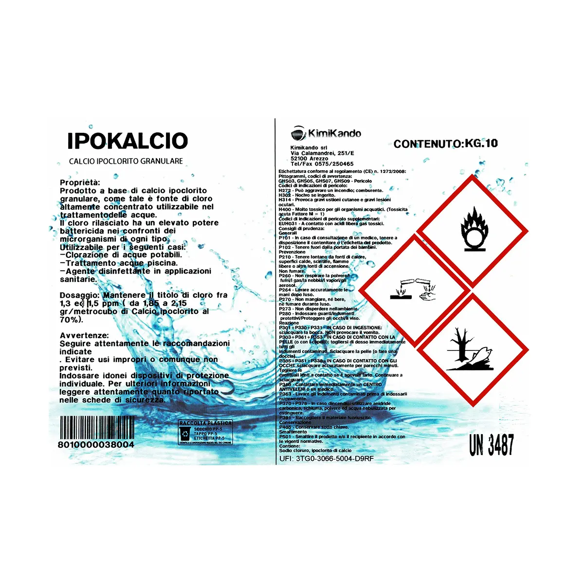 Ipokalcio Granulare 10 kg Ipoclorito di calcio granulare 70% Ipokalcio Granulare 10 kg Ipoclorito di calcio granulare 70%