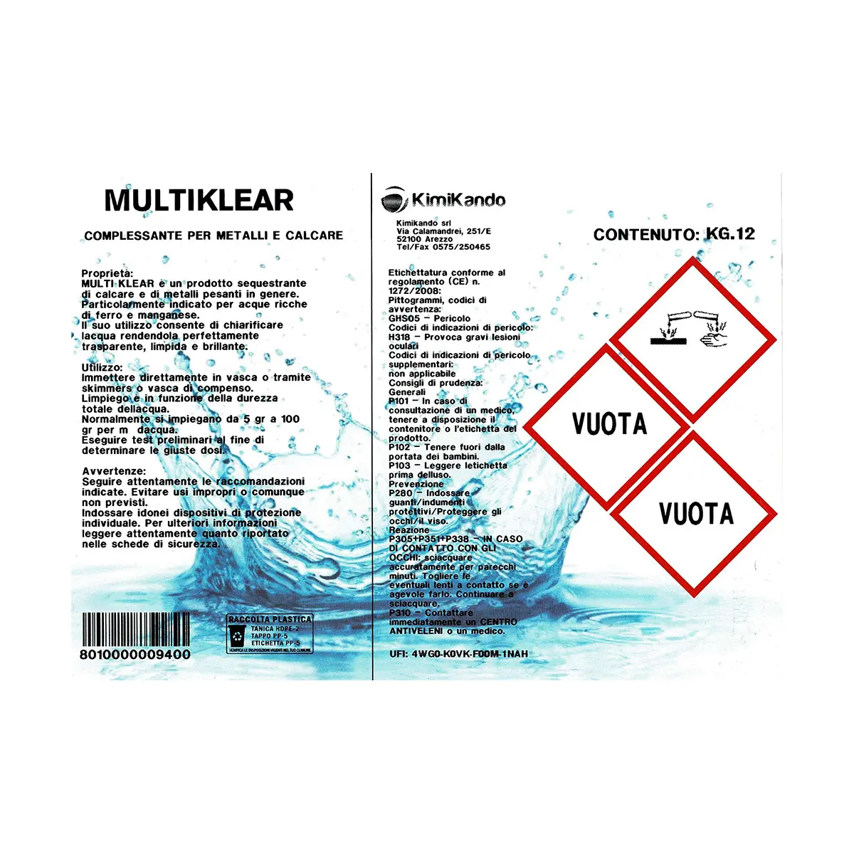 Sequestrante Metalli Multiklear 12 kg