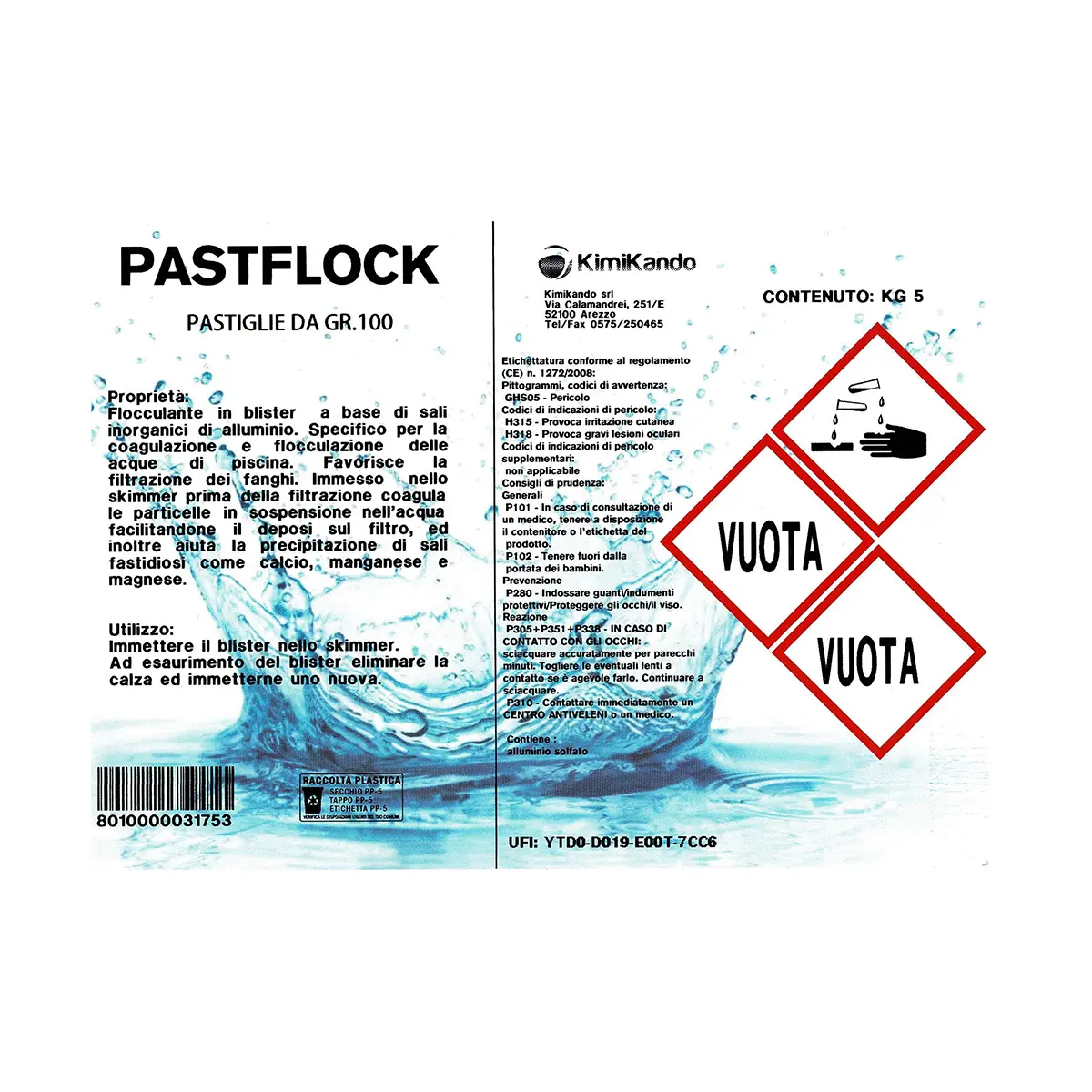 Flocculante Pastiglie Pastflock 5 kg Flocculante Pastiglie Pastflock 5 kg