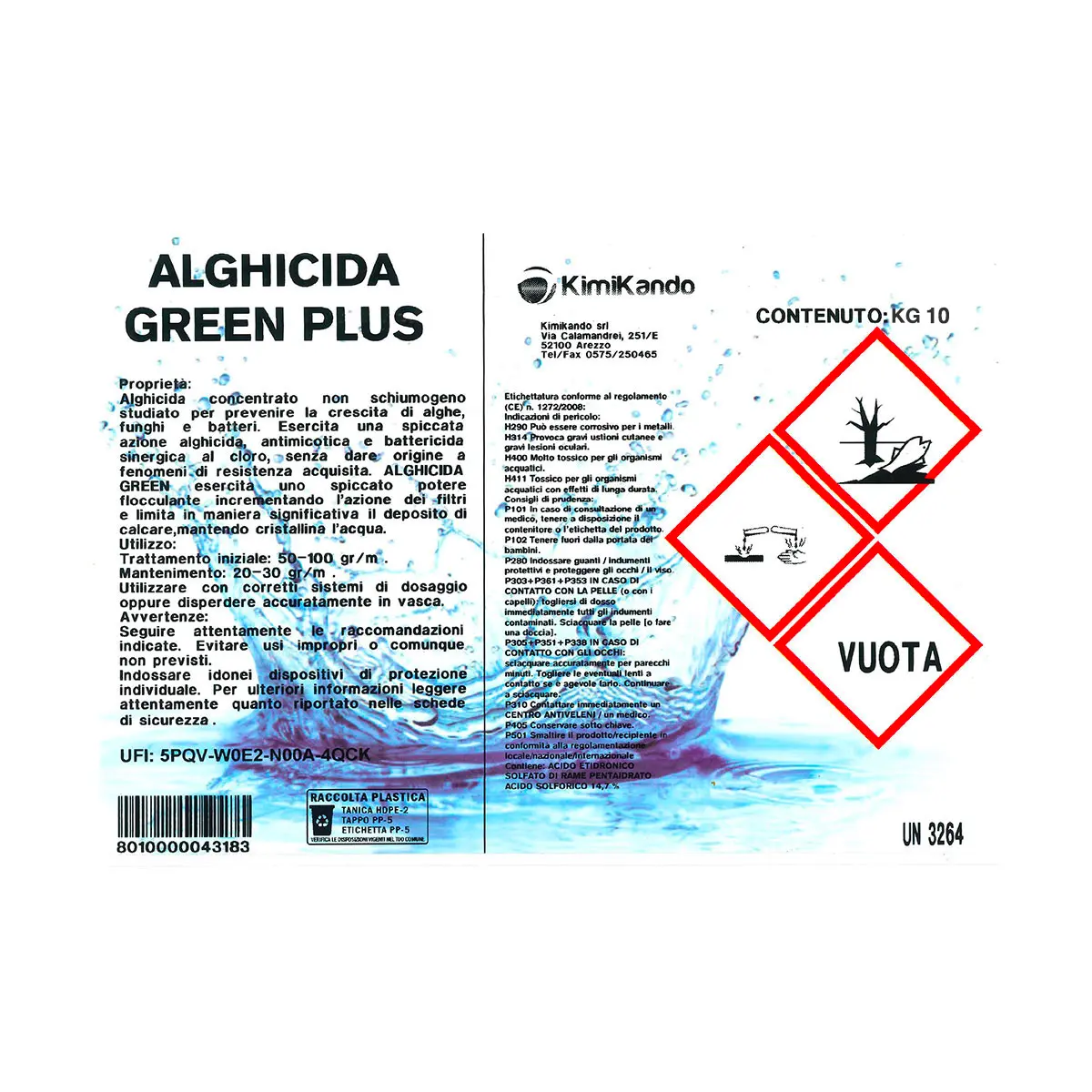 Alghicida Green Plus Multifunzione 10 kg previene ed elimina le alghe Alghicida Green Plus Multifunzione 10 kg previene ed elimina le alghe