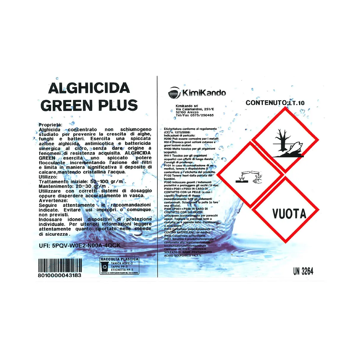 Alghicida Green 10 kg Previene ed elimina le alghe