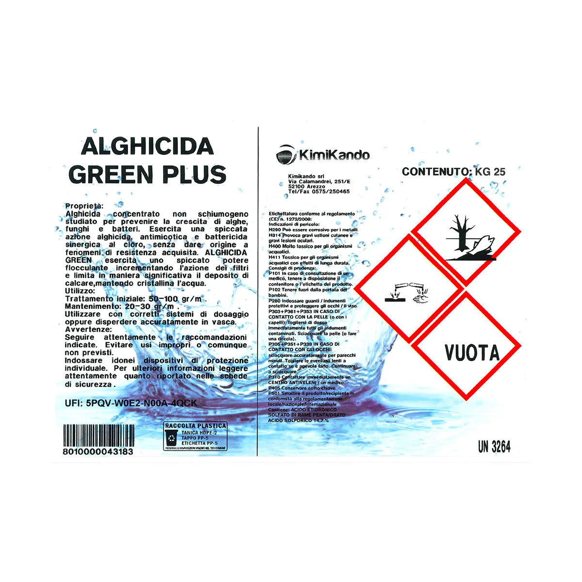 Alghicida Green Plus Multifunzione 25 kg previene ed elimina le alghe