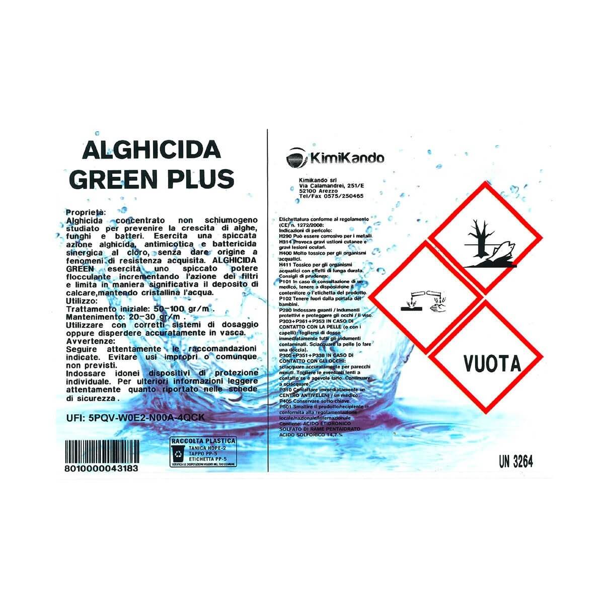 Alghicida Multifunzione Green Plus 2 Etichetta alghicida multifunzione green plus