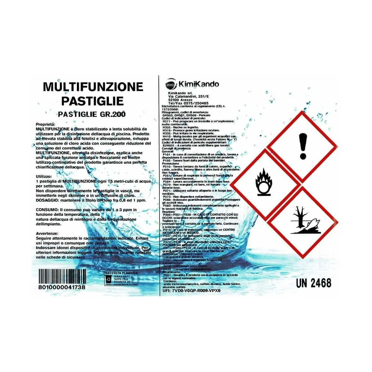 Pastiglie di cloro multifunzione 2 Etichetta pastiglie di cloro multifunzione