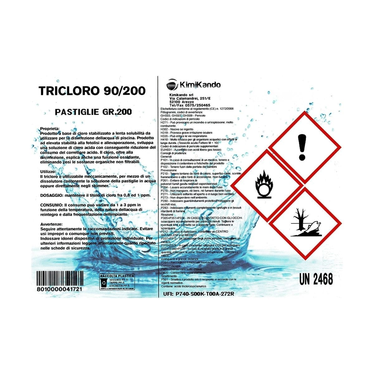 Tricloro 90/200 Pastiglie 200 grammi 2 Etichetta Tricloro 90/200 Pastiglie 200 grammi