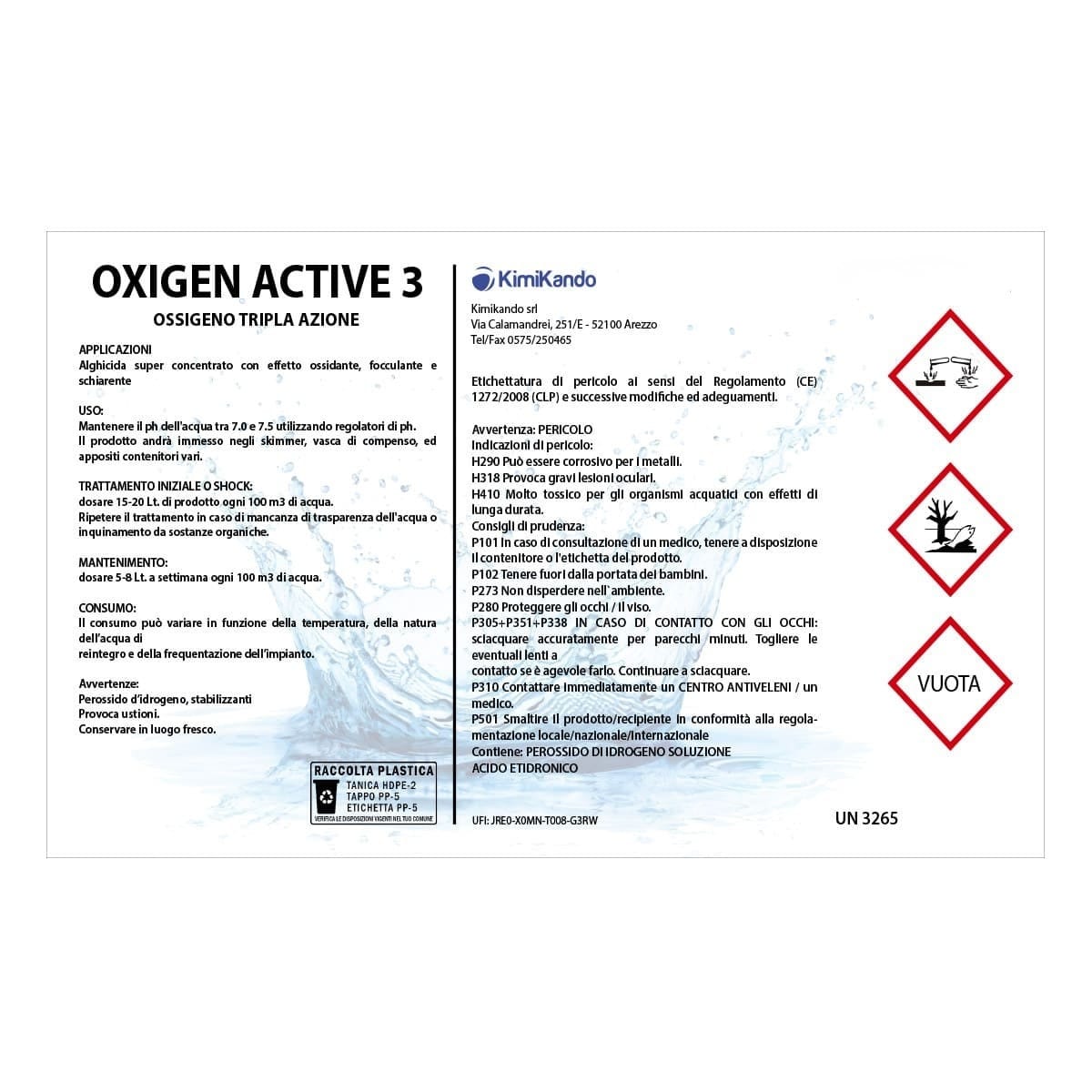 Oxigen Active 3 - Ossigeno tripla azione 2 Etichetta oxygen active 3 - Ossigeno tripla azione